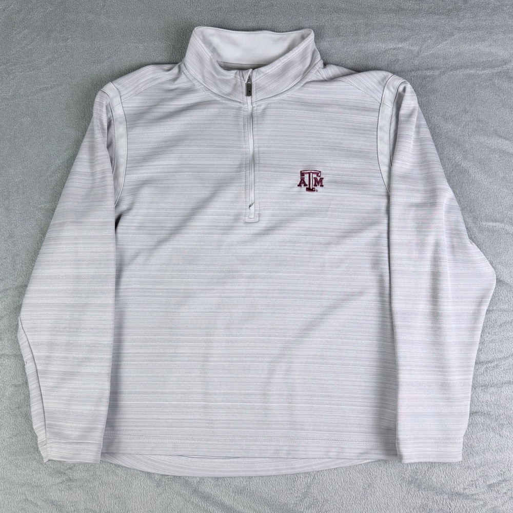 Texas A&M Aggies Tommy Bahama Island Zone Mens XL Gray Striped Quarter Zip NCAA